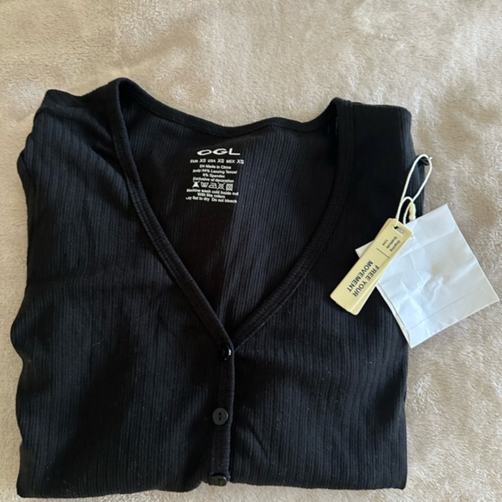 OGL cool Ribbed Button Down Cardigan - XS - Black ( Lightweight) BNWT